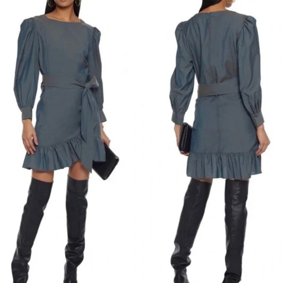 Isabel Marant Etoile Nelicio Puff Sleeve Wrap Dress - Picture 1 of 15